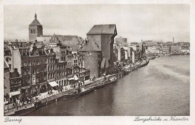 Danzig Langebrücke u. Krantor Postkarte AK