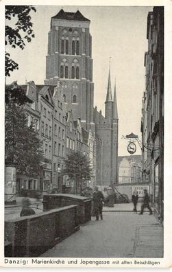 Danzig Marienkirche und Jopengasse mit alten Beischlägen AK