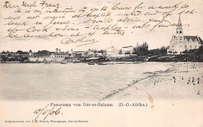 AK Deutsch-Ostafrika DOA Dar-es-Salaam gelaufen Deutsche Seepost 1906