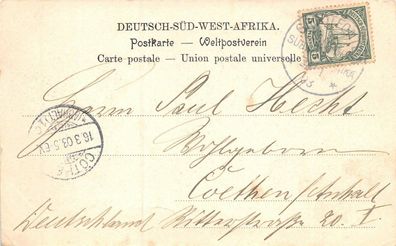 DSWA Deutsch-Südwest-Afrika AK photogranhische Anstalt gel. Grootfontein 1903