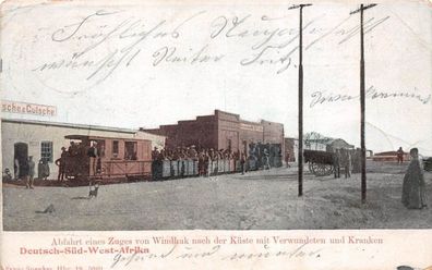 DSWA Deutsch-Südwest-Afrika AK Feldbahn am Bahnhof Windhuk gel. Feldpost 1905