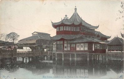 AK Native City Shanghai CHINA gel. 1912 Kais. Deutsche Marine Schiffspost Nr.10