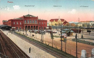 Posen St. Lazarus Hauptbahnhof Postamt W.3 Feldpostkarte AK 1915