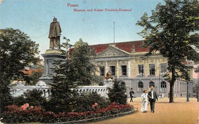 Posen Museum und Kaiser Friedrich-Denkmal AK 1915