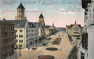 Posen Am Schloßplatz Kaiserl. Oberpostdirektion Feldpostkarte AK 1915