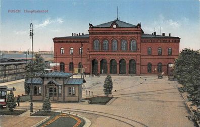 Posen Hauptbahnhof Postkarte AK