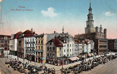 Posen Alter Markt und Rathaus Feldpostkarte 1915