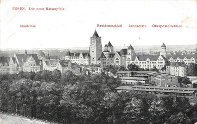 Posen Die neue Kaiserpfalz Akademie Residenzschloß Feldpostkarte AK 1916