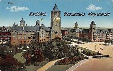 Posen (Poznan) Königl. Schloß Oberpostdirektion Königl. Landschaft AK