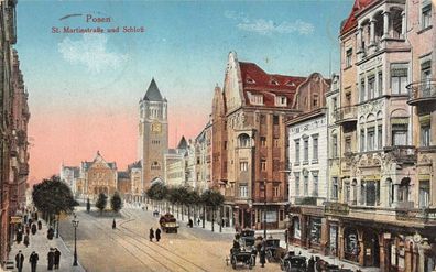 Posen St. Martinstraße und Schloß Feldpostkarte 1915