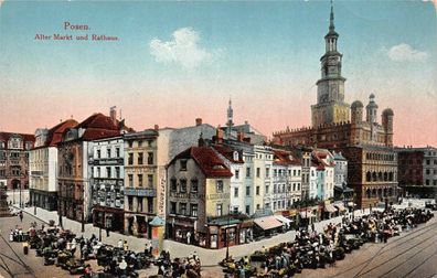 Alter Markt und Rathaus in Posen Postkarte AK