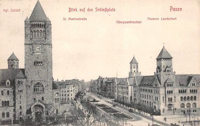 Posen Blick auf den Schloßplatz Kgl. Schloß St. Martinstraße Postkarte AK 1910