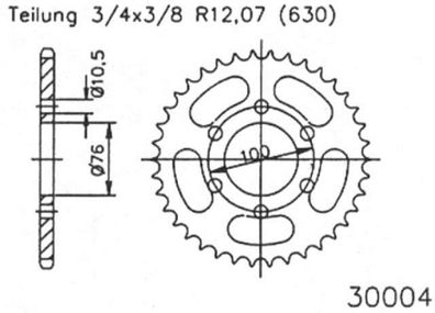 ESJOT Kettenrad "30004" 630, Stahl, schwarz 42 Zähne