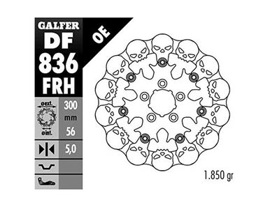 GALFER Bremsscheibe "DF836" Typ FRH - Skull, schwimmend, mit ABE