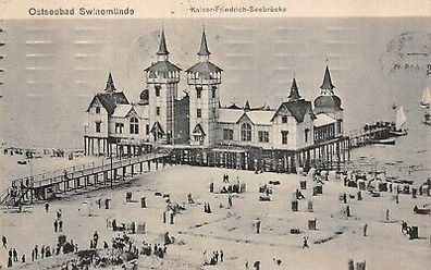 Ostseebad Swinemünde Kaiser-Friedrich-Seebrücke Postkarte AK 1914