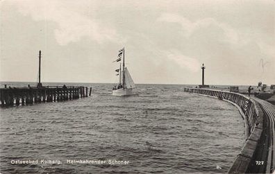 Ostseebad Kolberg Heimkehrender Schoner AK 1927