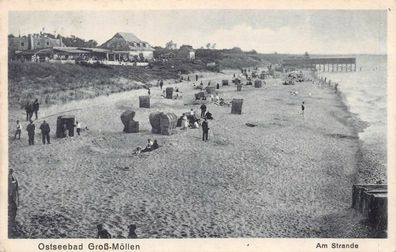 Ostseebad Groß-Möllen Am Strande AK