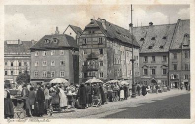 Adolf Hitlerplatz in Eger Cheb Sudetenland Postkarte AK 1939