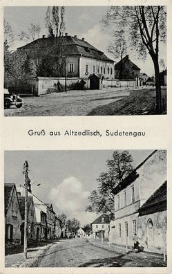 Altzedlisch Sudetengau Alleinverkauf Gemischt und Eisenwaren AK gelaufen 1936