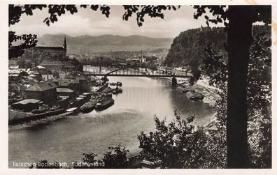 Ansicht auf Tetschen-Bodenbach Sudetenland Postkarte AK