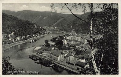 Ansicht Tetschen an der Elbe Sudetengau Sudeten Postkarte AK 1941