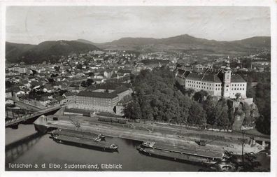 Elbblick Tetschen an der Elbe Sudetenland Postkarte AK 1941