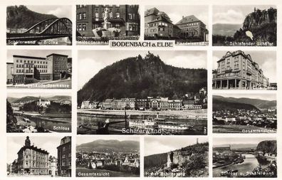 Panoramakarte Café und Sparkasse Bodenbach an der Elbe Sudetenland Postkarte AK