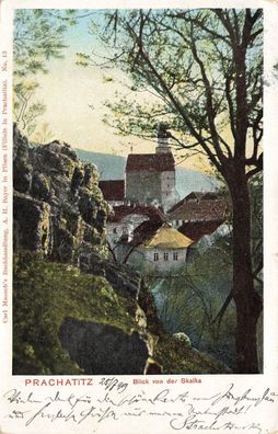 Prachatitz (Prachatice) Blick von der Skalka Postkarte AK