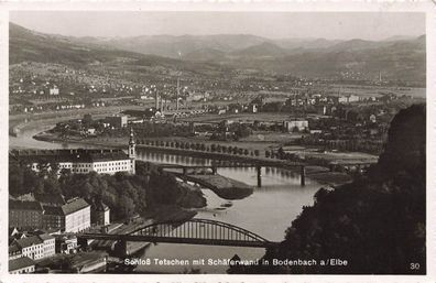 Schloss Tetschen mit Schäferwand Bodenbach Sudetenland Postkarte AK 1941