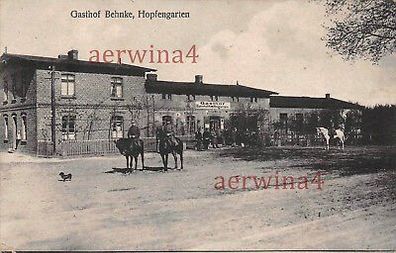 AK Hopfengarten Bromberg Männer am Gasthof Behnke Postkarte 1916