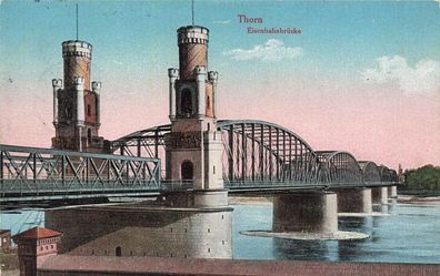 Ansicht Eisenbahnbrücke in Thorn Westpreussen Postkarte AK 1915