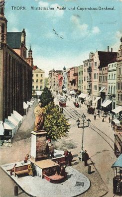 Altstädtischer Markt und Copernicus-Denkmal Thorn Westpreussen Postkarte AK 1916