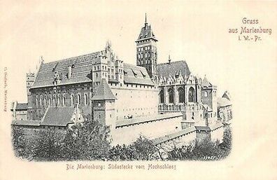 Gruss aus Marienburg Südostecke vom Hochschloss Postkarte AK