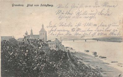 Graudenz Blick vom Schloßberg Feldpostkarte AK 1916