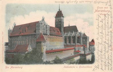 Gruss aus Marienburg i. Westpr. Südostecke v. Hochschloss Postkarte AK 1901