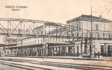 KREUZ Ostbahn Bahnhof Westpreußen AK 1917