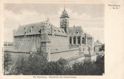 Marienburg Südostecke des Hochschlosses Marienburg Westpreussen Postkarte AK