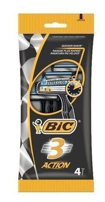 Bic 3 Action JednoczÄ?Å?ciowe maszynki do golenia 3 ostrza, 4 sztuki