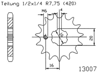 ESJOT Antriebsritzel "13007" 420, Stahl 14 Zähne, Ausf