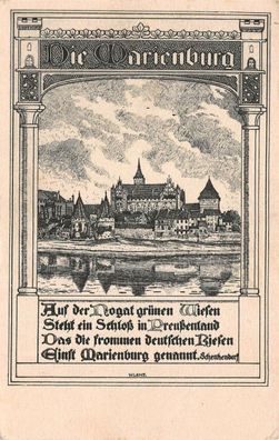 Marienburg Auf der Nogat grünen Wiesen Deutsche Burgen Nr. 185 Postkarte AK