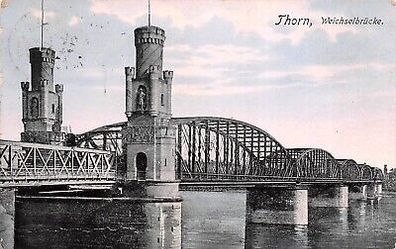 Thorn Weichselbrücke Postkarte AK 1913