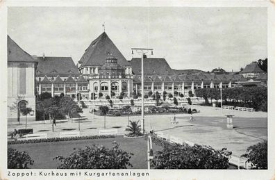 Zoppot Kurhaus mit Kurgartenanlagen Postkarte AK