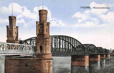 Ansicht Thorn Weichselbrücke Postkarte AK