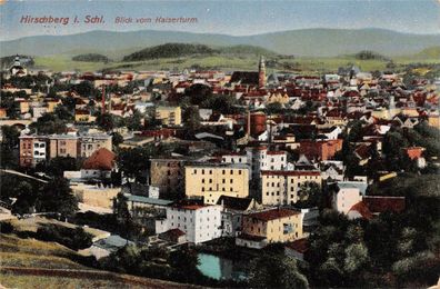 Hirschberg Schlesien Blick vom Kaiserturm Postkarte 1936