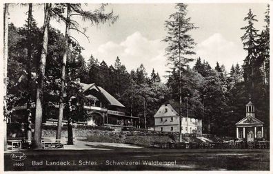 Bad Landeck Schlesien Schweizerei Waldtempel Postkarte