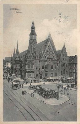 Breslau Rathaus Kutschen Postkarte AK 1913