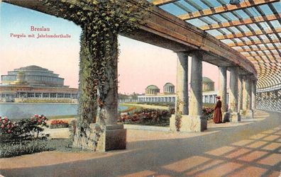 Breslau Pergola mit Jahrhunderthalle AK