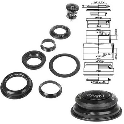 Steuersatz 1 1/8" - 1,5", semi-integrated half-cartidge, Messingschlager, 390322