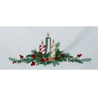 Tischwäsche Tischläufer Stickerei Adventsgesteck Winter Weihnachten Advent