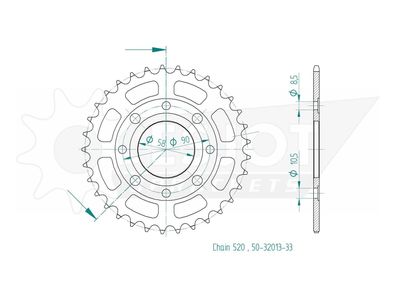 ESJOT Kettenrad "32013" 520, Stahl, schwarz 30 Zähne